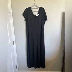 Black Ribbed Jumpsuit